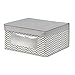 InterDesign Chevron Fabric Closet Organizer Box – Soft Storage Bin for Clothing, Shoes, Handbags, Linen - Medium, Taupe/Natural
