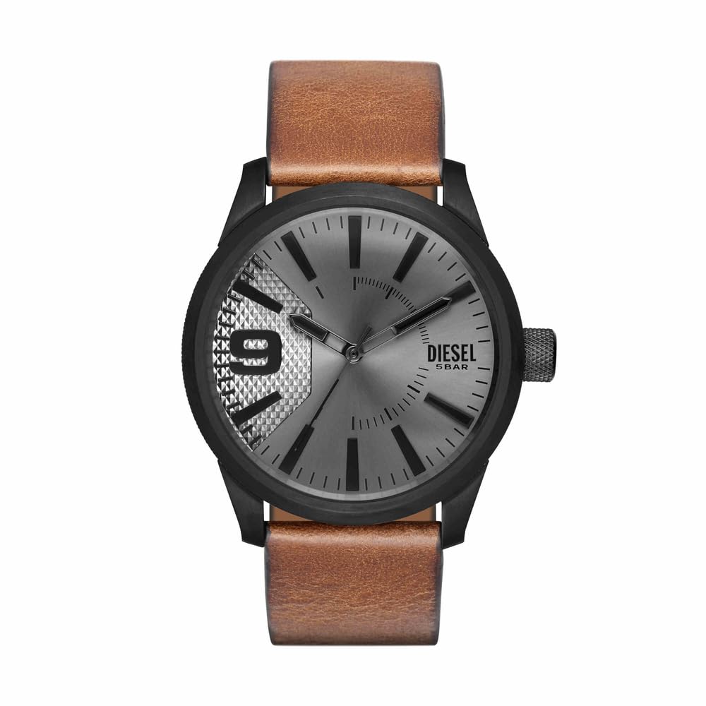 Diesel Watch for Men Rasp, Three Hand Movement, 46 mm Black Stainless Steel Case with a Leather Strap, DZ1764 — image 1