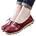 SHIBEVER Women's Leather Loafers Moccasins Wild Driving Casual Flats Oxfords Breathable Shoes Burgundy 7,Tag Size 38