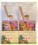 Set of 2 Yankee Candle Pineapple Cilantro MINI Reed Diffuser Kits 1.2 oz Oil Bottle and 10 Reeds in Each