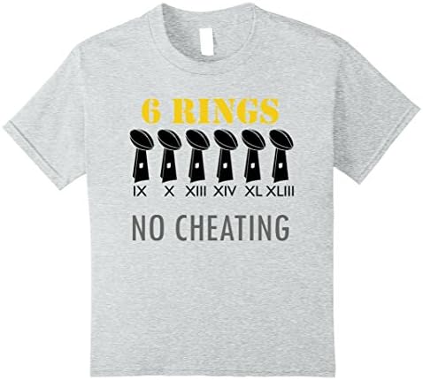 Kids Pittsburgh Football "6 RINGS" T-Shirt 8 Heather Grey