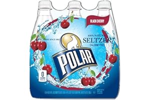 POLAR SELTZER Polar 100% Natural Calorie-Free Seltzer Water, 500ml (16.9oz) Bottles (Black Cherry, Pack of 6)
