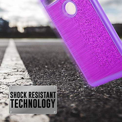 Glitter Hard Case for Google Pixel 3 XL, Glitter Bling Hard Cover with Dual-Layer [Hard PC Back Exterior + Soft TPU Interior] for Girls (Purple) - Thumbnail 3