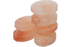 Pure Himalayan Salt Works Flat Oval Massage Stone, Pink Crystal Hand-Carved Stone for Massage Therapy, Deodorant and Salt and Sugar Scrubs, 2.5” W x 3.5” L x 1” D (Pack of 6)