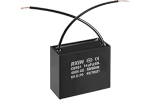 uxcell Ceiling Fan Capacitor CBB61 14uF 450V AC 2 Wires Metalized Polypropylene Film Capacitors 58x28x50mm for Water Pump Motor Generator