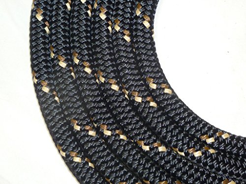 Horse Lead Rope Lead Line – 9/16″ Polyester Rope Yacht Rope Black with Brown and Tan Tracer 10′