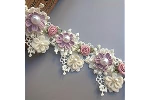 Elegant Pearl & 3D Flower Lace Trim - 1 Yard Floral Ribbon for Wedding Dress, DIY Crafts & Decor (1SET)