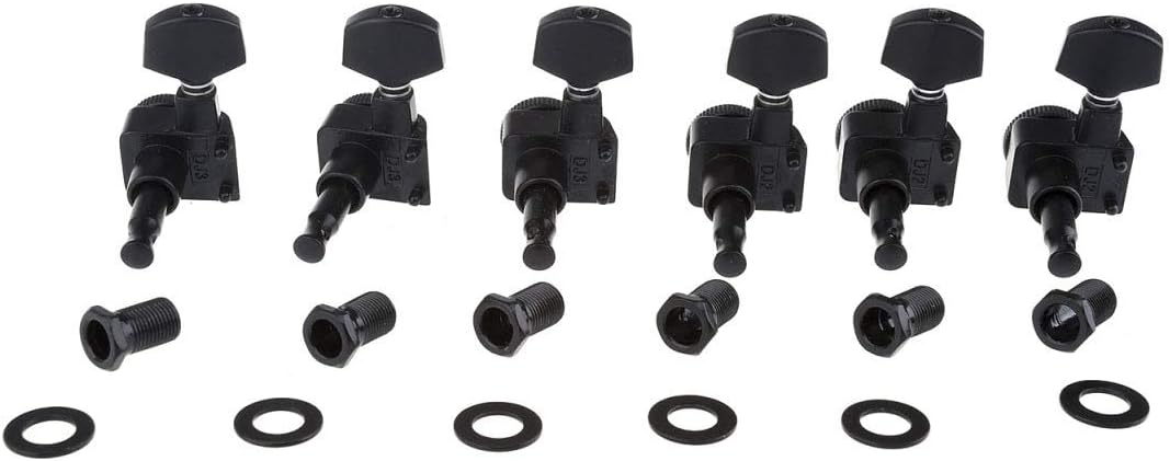 Musiclily Pro 6 inline 2-pins Guitar Locking Tuners Machine Heads Tuning Pegs Keys Set for Fender Strat Tele Style Electric Guitar Black - Image 4