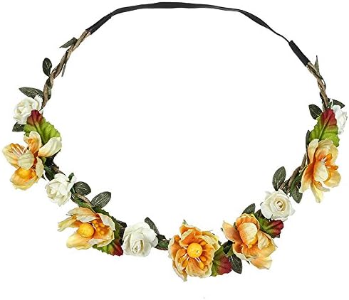 YWLINK Multicolor Rose Flower Crown Headband Women Girl Floral Wreath for Festival Wedding Party Garland Hair Accessories with Elastic Ribbon Beach Party