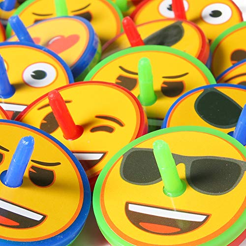 PROLOSO Light Up Spinning Tops Emoji LED Hand Spin Toys Stocking Stuffers Party Bulk Pack of 24 - Thumbnail 2