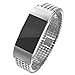 Simpeak Fitbit Charge 2 Band, Adjustment Metal Band Jewelry Bead Bracelet Strap with Double Button Folding Clasp for Fit bit Charge 2 HR Heart Rate (5.5-7.5