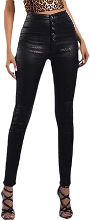 faux leather stretch trousers