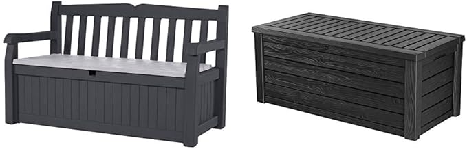 Amazon.com : Keter Eden 70 Gallon Storage Bench Deck Box, Grey