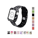 MLQSS Soft Silicone Shockproof Rugged Watch Band with Protective Case for Apple Watch 38mm 42mm,Sport Style Strap Bands Wristband for iWatch Series 3 Series 2 Series 1 Sport Edition