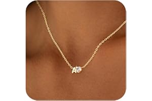 Heart Initial Necklaces for Women 14K Gold Plated Dainty A-Z Letter Pendant Necklace Small Simple Gifts for Womens Jewelry