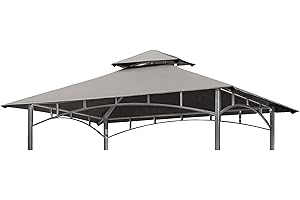 Grill Gazebo Replacement Canopy Top - Wonwon 5x8 Gazebo Roof Double Tiered Outdoor BBQ Roof Cover Grill Shelter Only Fit for Model L-GG001PST-F (Gray)