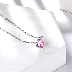 October Birthstone Necklace Tiny Hearts Love