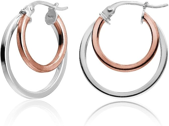 Amazon Com Hoops Loops Rose Gold Flash Sterling Silver Two Tone
