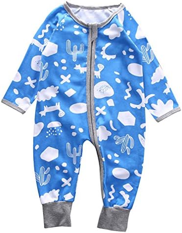 Terryws Infant Baby Boy Sleeper Long Sleeve Zip Up Kids Boys Sleep And Play Suit Sleepwear Autumn Winter