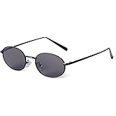 ADE WU Trendy Retro Oval Sunglasses for Women Men 2026 90s Narrow Lightweight Metal Frame Sun Glasses