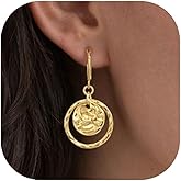 ZENCHEER Sterling Silver Hammered Teardrop Drop Dangle Earrings for Women,Disc Leverback Circle Drop Earrings Hypoallergenic Jewelry