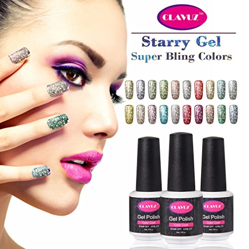 CLAVUZ Starry Gel Nail Polish Pick Any Color Collection Set Soak Off Super Bling Gel Nail Lacquer Glitter Galaxy Nail Art Manicure 8ml New Starter Gift Kit
