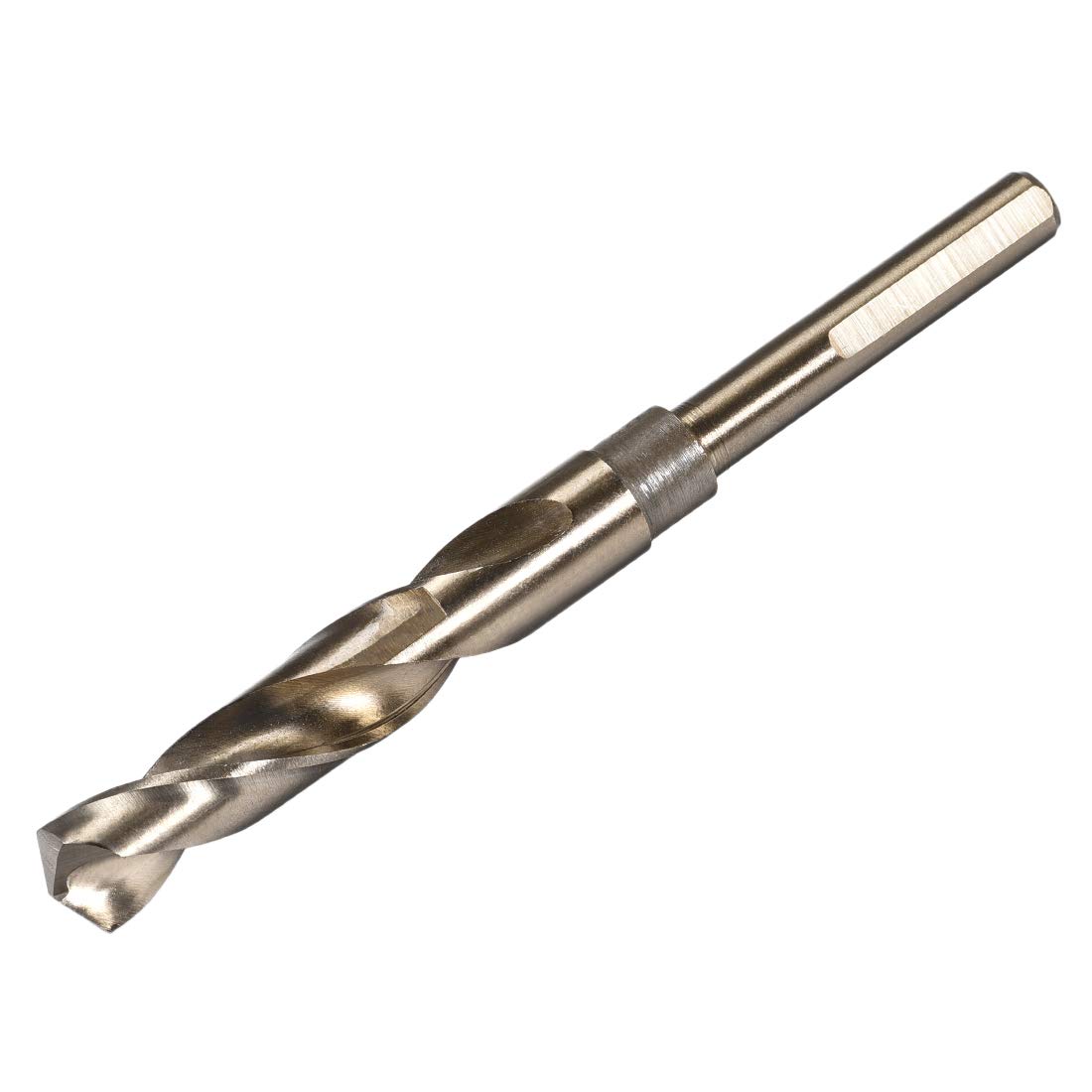 sourcing map Reduced Shank Twist Drill Bits 15mm Black Nitride & Gold Titanium Coated High Speed Steel 6542 with 10mm Shank for Stainless Steel Alloy Metal Plastic Wood