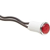 NSI 79750LW Round Indicator Light with Non Replacable Lamps, Press Fit | 0.5" Panel Cutout; 0.5" Mounting Hole Diameter; Red 0.09 Cyl Diamond Lens; Chrome Bezel