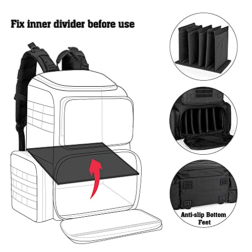 DSLEAF Tactical Range Pistol Backpack for 6 Handguns, Gun Backpack with