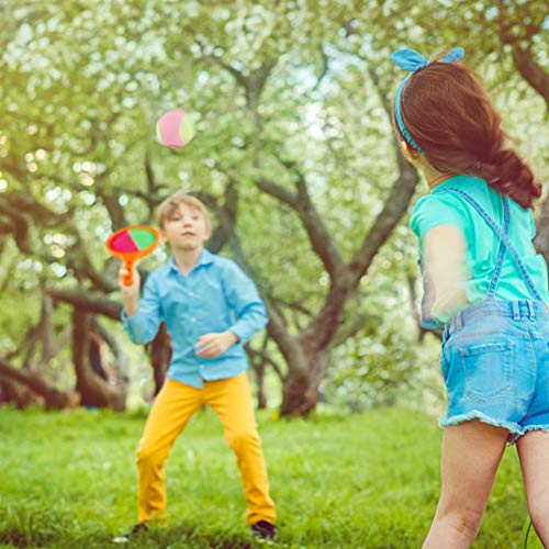 Toss Game Catch Ball 2 in 1 Paddle with Sticky Ball and Suction Cup Ball Sport Toys Play Set Outdoor Indoor Yard Beach Camping Party Gift for Kids Adults Toddlers Girls Boys Age 3 4 5 6 7 8 Years