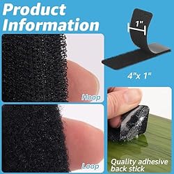 Art3d 16 Sets Hook and Loop Tape Sticky Back,1 in.x