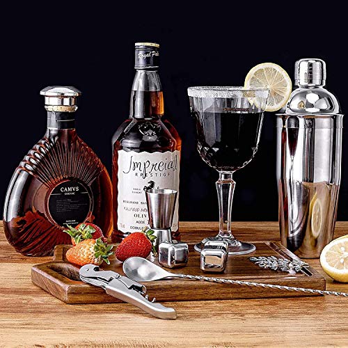 Hancoc Cocktail Shake 5-teiliges Cocktail-Set mit Bambusständer, Edelstahl-Bartender-Bar-Werkzeuge, Zuhause, Bars… – Bild 5