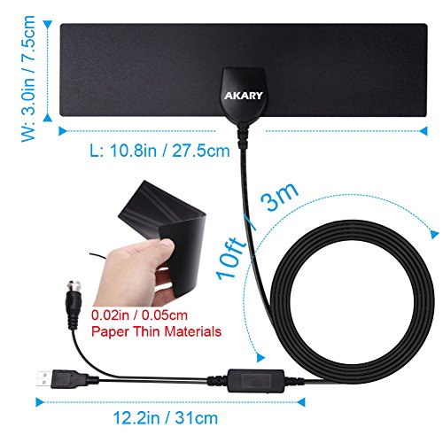 AKARY TV Antenna, Digital Antenna for HDTV with Amplifier Signal Booster 50 Miles Range Reception Indoor Antenna Freeview Local Channels [2018 NEWEST VERSION] - Thumbnail 2