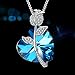 PLATO H Eternal Love Crystal Necklace for Women, Necklace, Rose and Love Pendant Necklace, Fashion Jewelry Gift for Mom, Girlfriend, Wife or Daughter on Birthday,Mother's Day, Blue