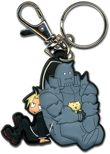 Great Eastern Entertainment FMA Brotherhood Ed Al Kitty PVC Keychain, Black, Blue, Grey, Beige, 2x8