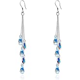 QUSIJIA Colorful Northern Lights Long Shape Fringed Crystal Earrings Water Drop Shape Hypoallergenic Dangle Earrings Jewelry For Women