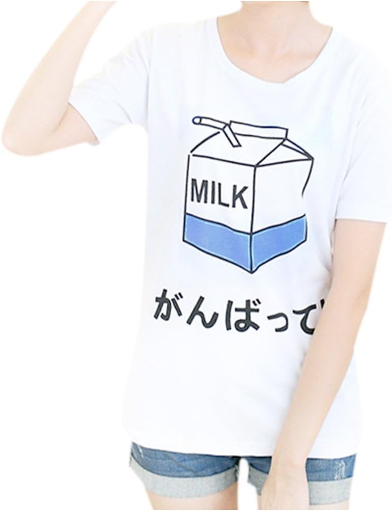 Namnoi Harajuku Summer Pastel Tops Tees Cute Box Milk Design