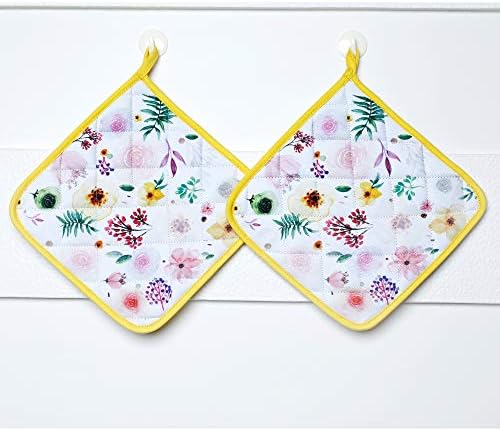 Folkulture Cotton Pot Holders Heat-Resistant for Kitchen, Set of 2, 8 x 8-inch