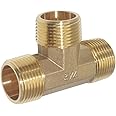 Joywayus Brass Pipe Fitting Barstock Street Tee T 3 Way NPT 3/4" Male x 3/4" Male x 3/4" Male Adapter