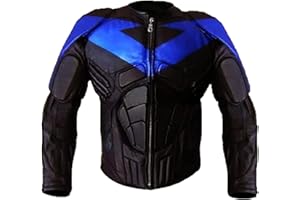 CHICAGO-FASHIONS Mens Night Black & Blue Protective Motorcycle Cowhide Leather Jacket - Biker Armor Motorbike Padded Jacket