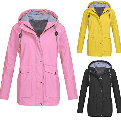 NIUQI Women's Solid Rain Jacket Outdoor Plus Jackets Waterproof Hooded Raincoat Windproof - Thumbnail 5