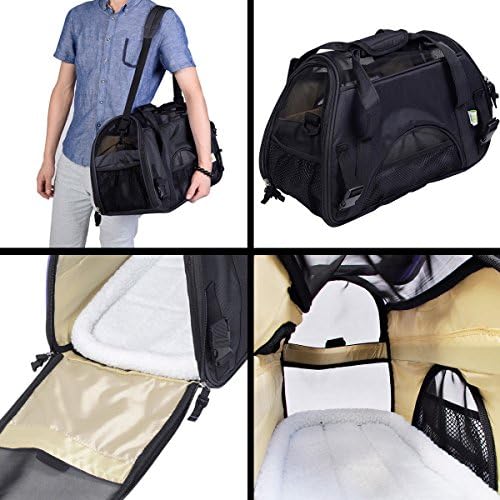 Large Pet Carrier OxFord Soft Sided Cat/Dog Comfort Travel Tote Shoulder Bag ,BLACK