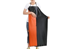 Waterproof Heavy Duty Vinyl Apron, 43" x 31" Chemical Acid Stain Oil Resistant Aprons Adjustable Neck Strap for Men and Women