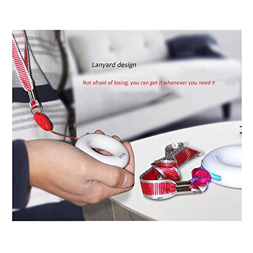 Elderly Pager Smart Remote Control Home Intercom Medical Portable Lanyard Wireless Pager Alarm Ringing Emergency Call Pager,White(1Host+1Button+WhiteBedsideButton)
