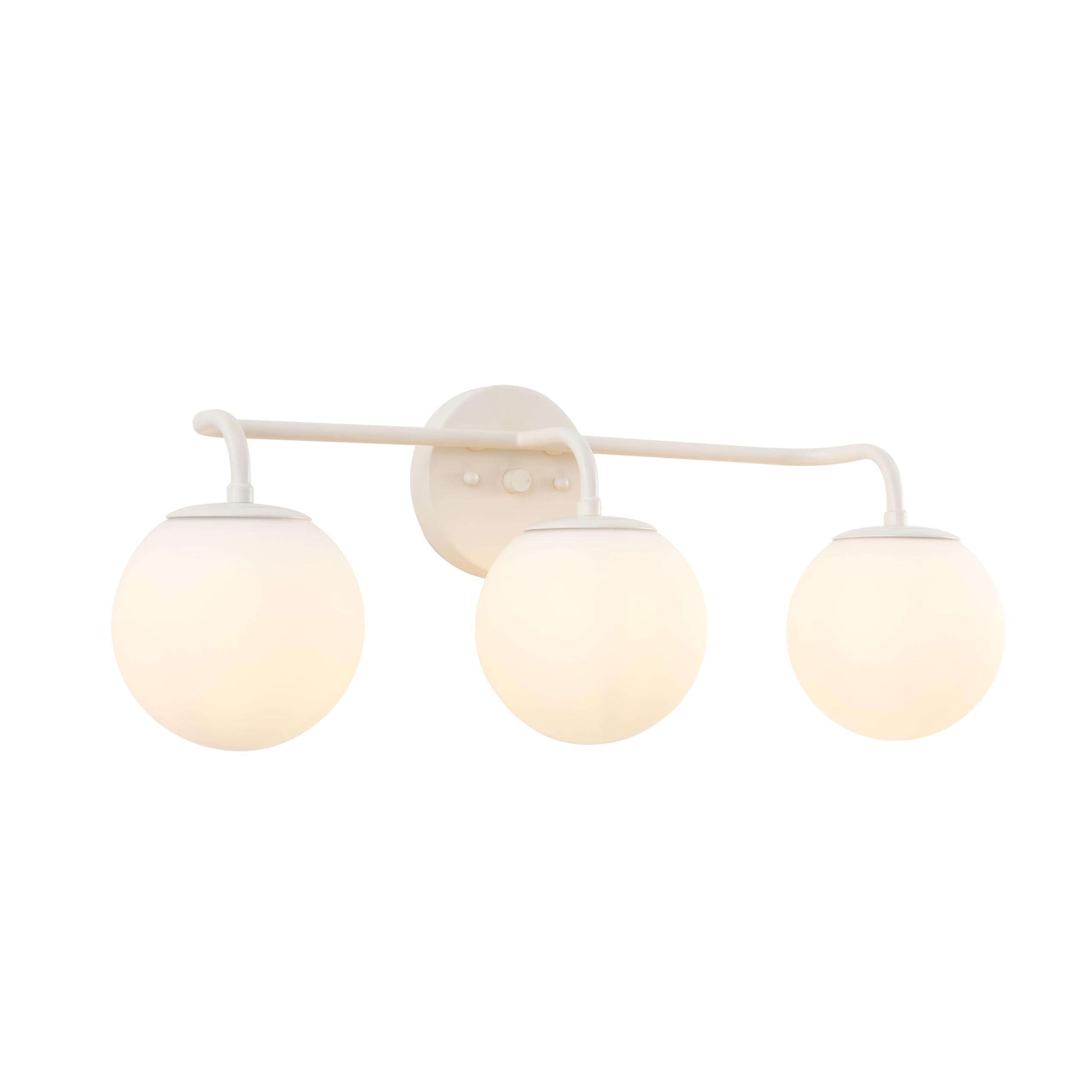 JONATHAN Y 25″ Almond Modern Globe Wall Sconce Vanity Light for Bathroom, White Frosted Glass Shade, Midcentury Parisian Bistro Wall Lamp, LED Bulb Included (JYL3536C)