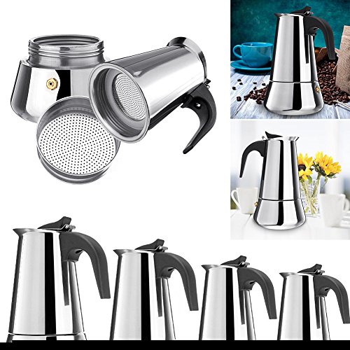Coffee Pot Espresso Coffee Maker, Wide Bottom Coffee Stovetop Espresso Maker, Stainless Steel Coffee Cup Percolator Stove Top with Permanent Filter and Heat Resistant Handle(171010cm) - Thumbnail 5
