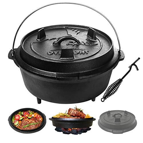 Overmont Camp Double Dutch Oven 8QT(Pot+ Lid) Allround Cast Iron