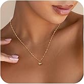 Ewrkbr Gold Heart Necklace for Women,14K Gold Plated Charm Necklace Dainty Love Pendant Necklace Cute Gold Necklace for Women Valentine's Day Gifts Trendy Gold Heart Necklace for Women Gifts