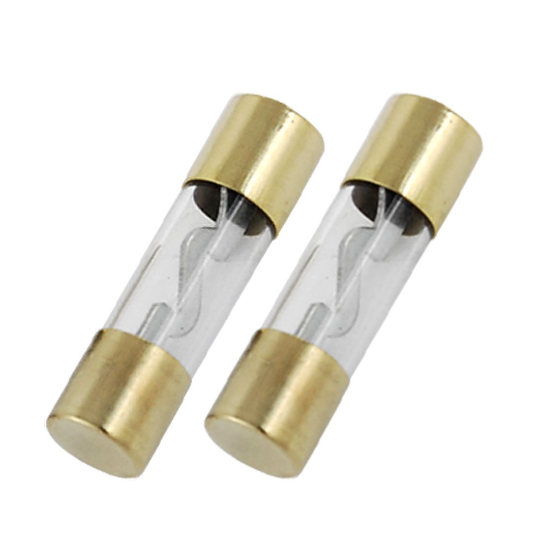 sourcingmap 2 Pcs Automobile 80A Glass Tube AGU Fuse Gold Tone Clear