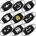 Teenitor Cotton Mask Set of 9, Black Cotton Dust Mouth Mask, Face Masks with Cute Design Perfect Size for Kids Adults, Surgical Mask for Dust Pollen Sickness Allergies Air Pollution, 17×12cm